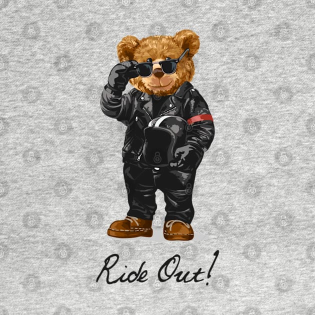 Cute bear design "Ride out" by Art Cloth Studio